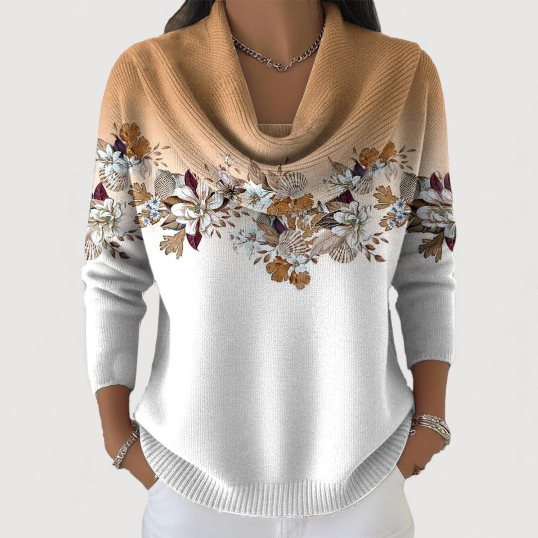 Alora | Jersey floral con cuello suave