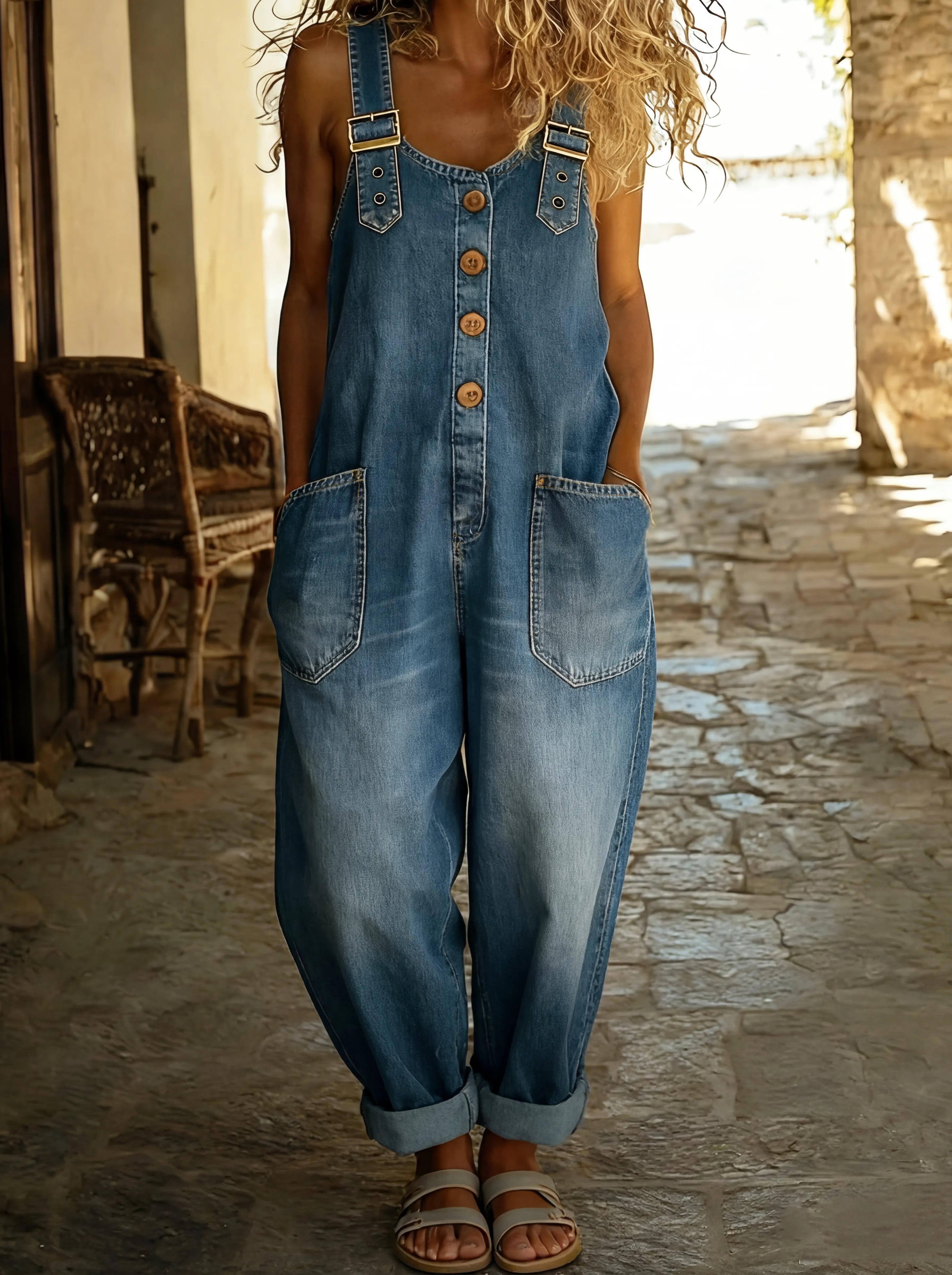 Rocío | Mono Denim Casual con Tirantes Ajustables